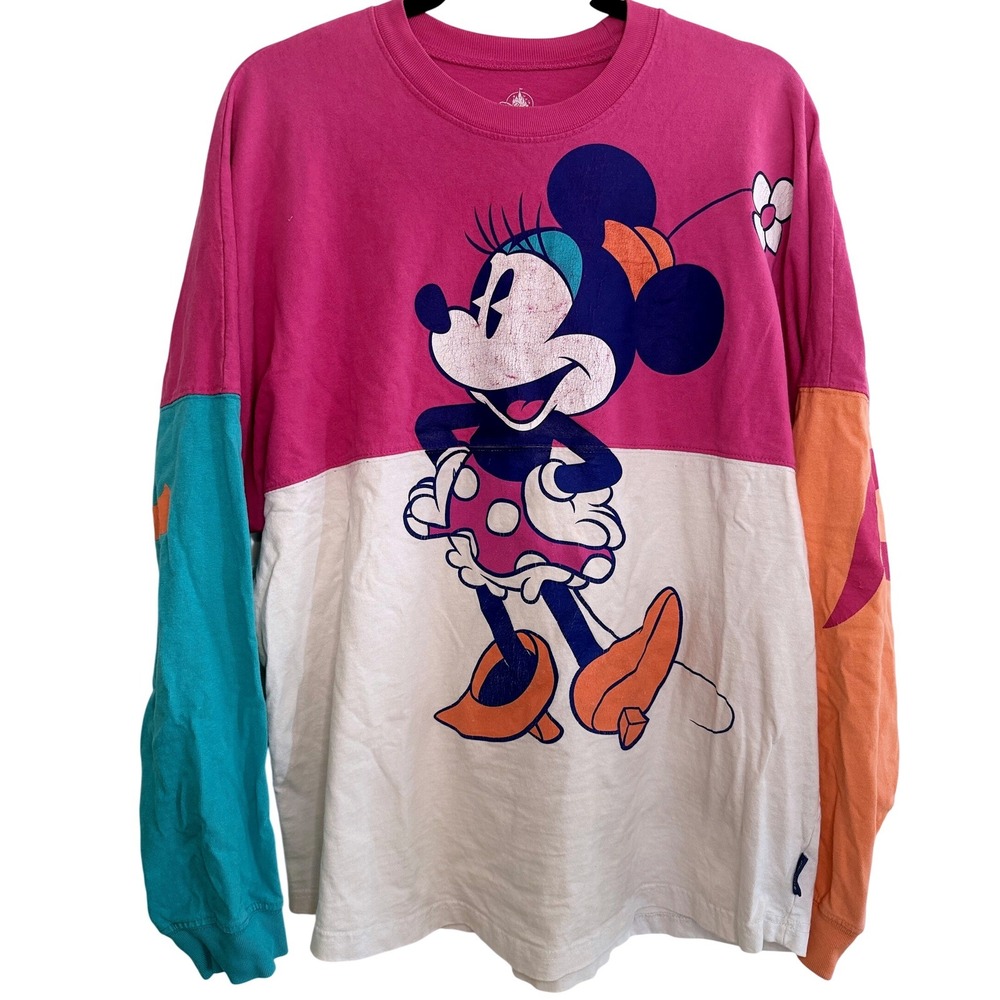 Disneyland Resort Minnie Mouse Women's Large Oversized‎ Pink Colorblock Banner